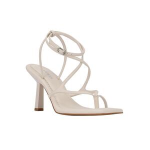 GUESS Womens White Strappy Leeba Square Toe Stiletto Heeled Thong Sandals 9.5 M